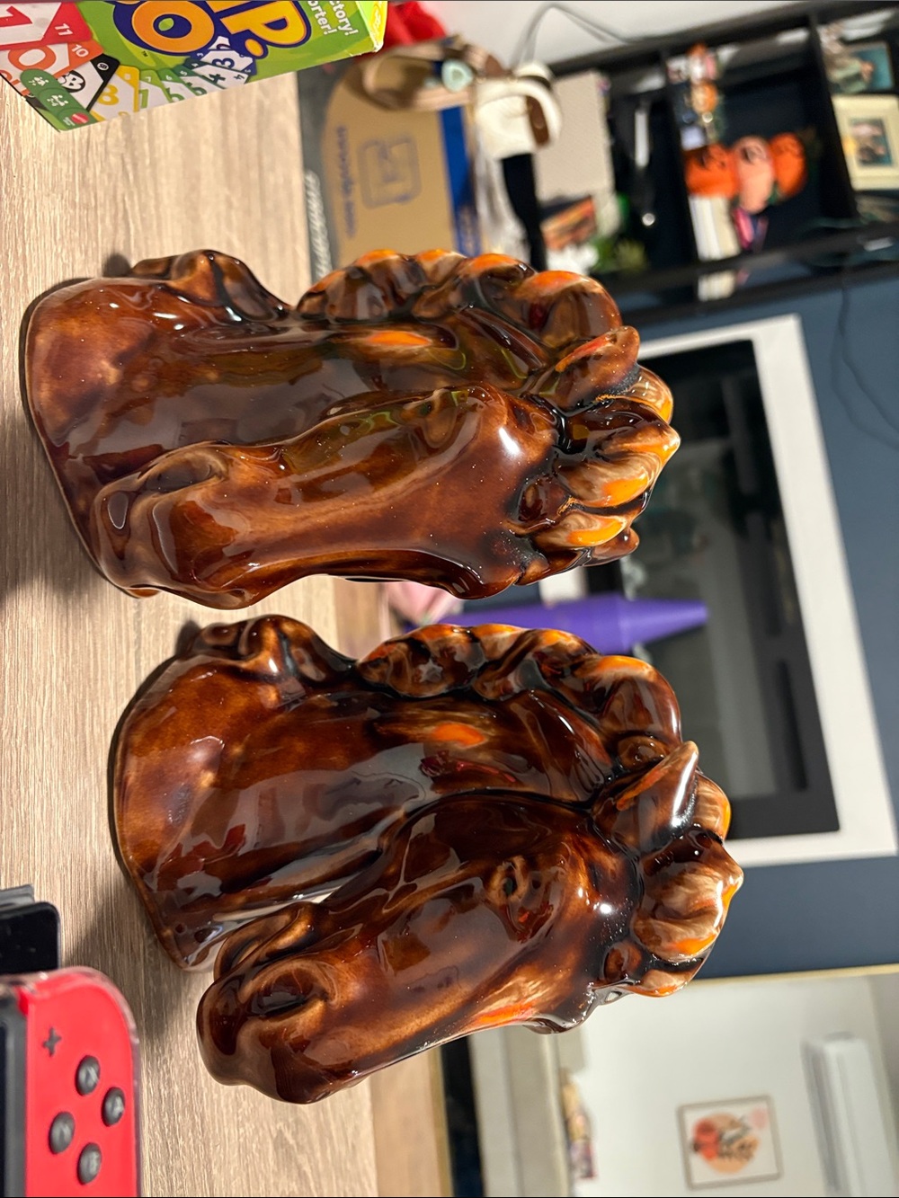 Vintage ceramic horse head bookends